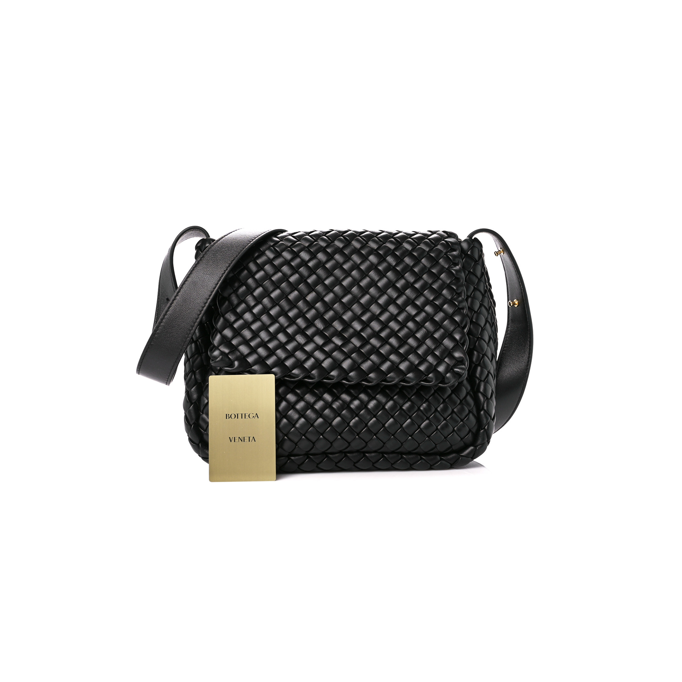 bo*te*ga Ve*ne*ta nappa intrecciato small cobble shoulder bag black (26*21*9cm)